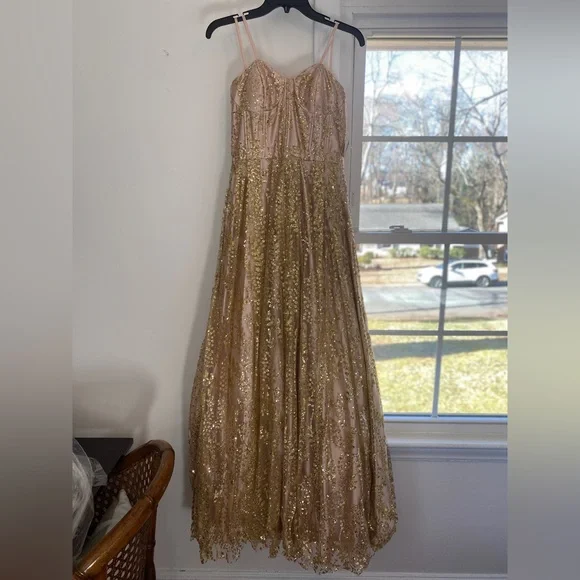 slim fit dress slacks BILLIEBLUSH-Girls Gold Sequin Dress main image 1